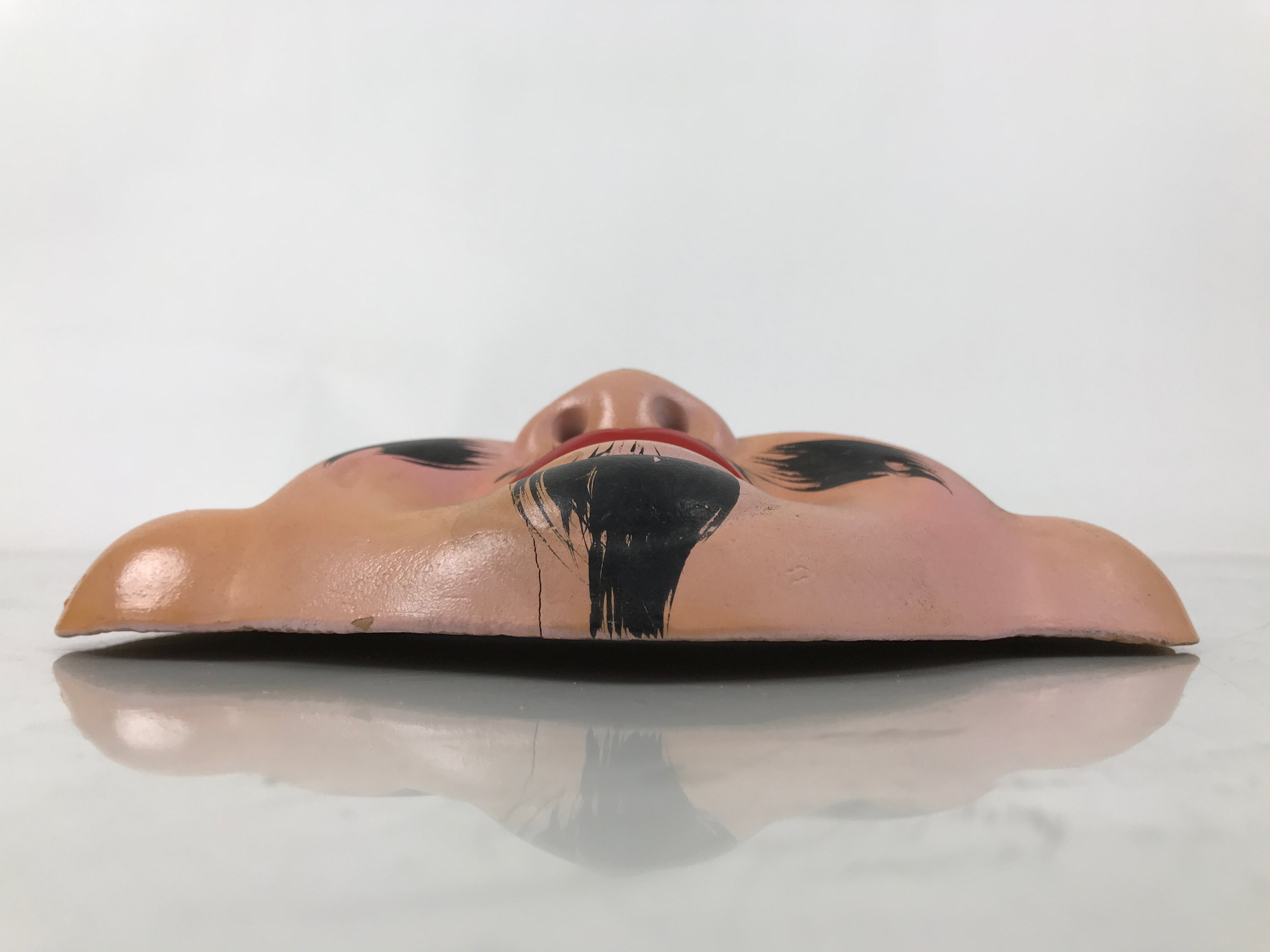 Japanese Clay Ebisu Mask Seven Lucky Gods Vtg Good Fortune Wall Decoration OM86