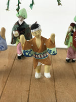 Japanese Clay Figurine Doll Glass Display Vtg Tokushima Awa Odori Dance BD936