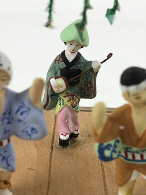Japanese Clay Figurine Doll Glass Display Vtg Tokushima Awa Odori Dance BD936