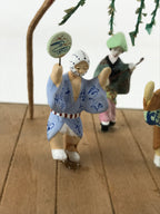 Japanese Clay Figurine Doll Glass Display Vtg Tokushima Awa Odori Dance BD936