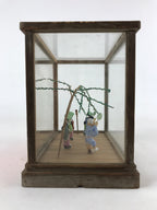 Japanese Clay Figurine Doll Glass Display Vtg Tokushima Awa Odori Dance BD936