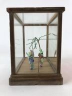 Japanese Clay Figurine Doll Glass Display Vtg Tokushima Awa Odori Dance BD936