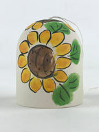 Japanese Clay Furin Wind Chime Vtg Sunflowers White Yellow String Box DR493
