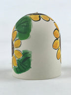 Japanese Clay Furin Wind Chime Vtg Sunflowers White Yellow String Box DR493