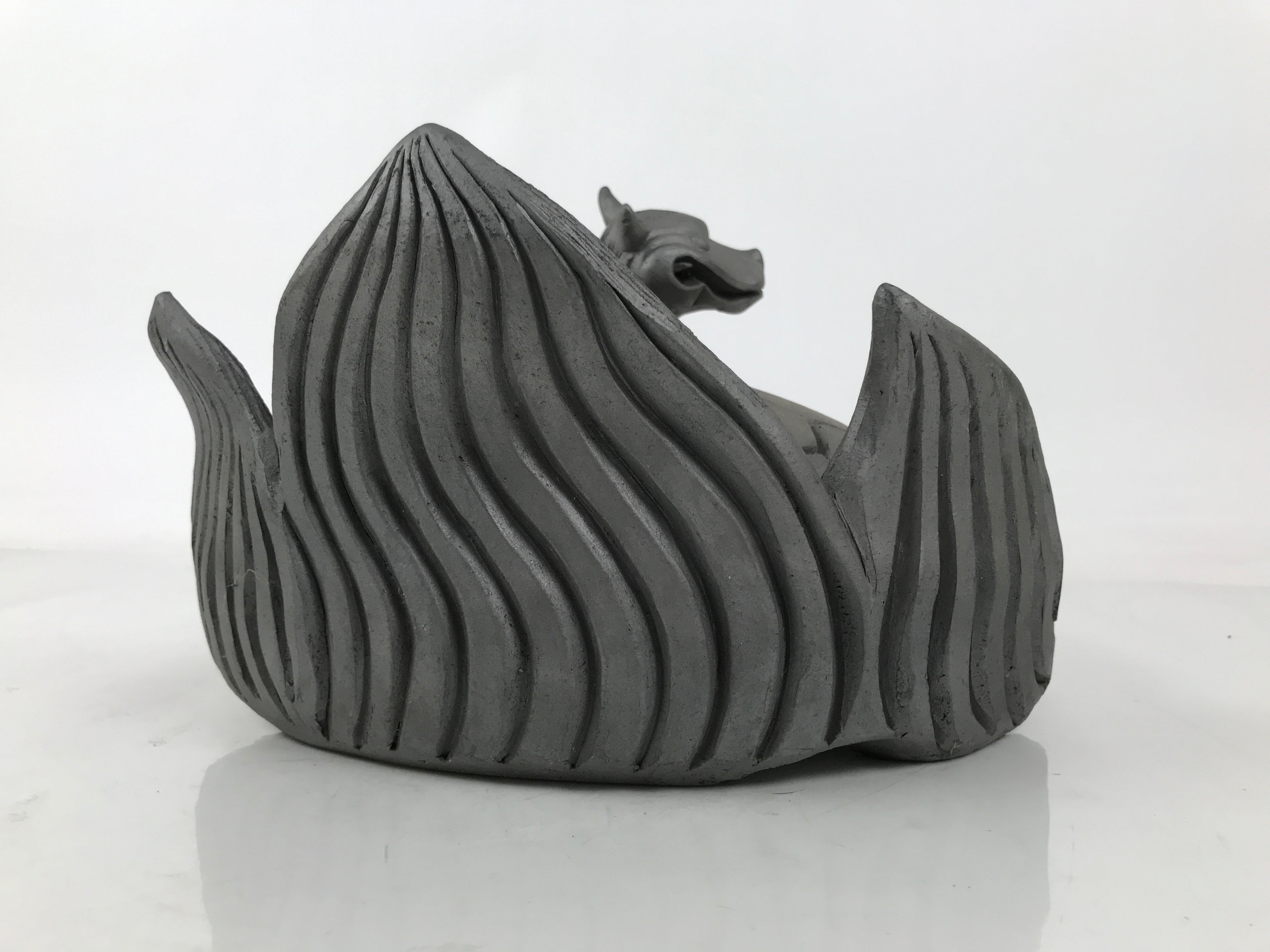 Japanese Clay Minogame Turtle Kawara Roof Tile Statue Ridge-End Sculpture ST60