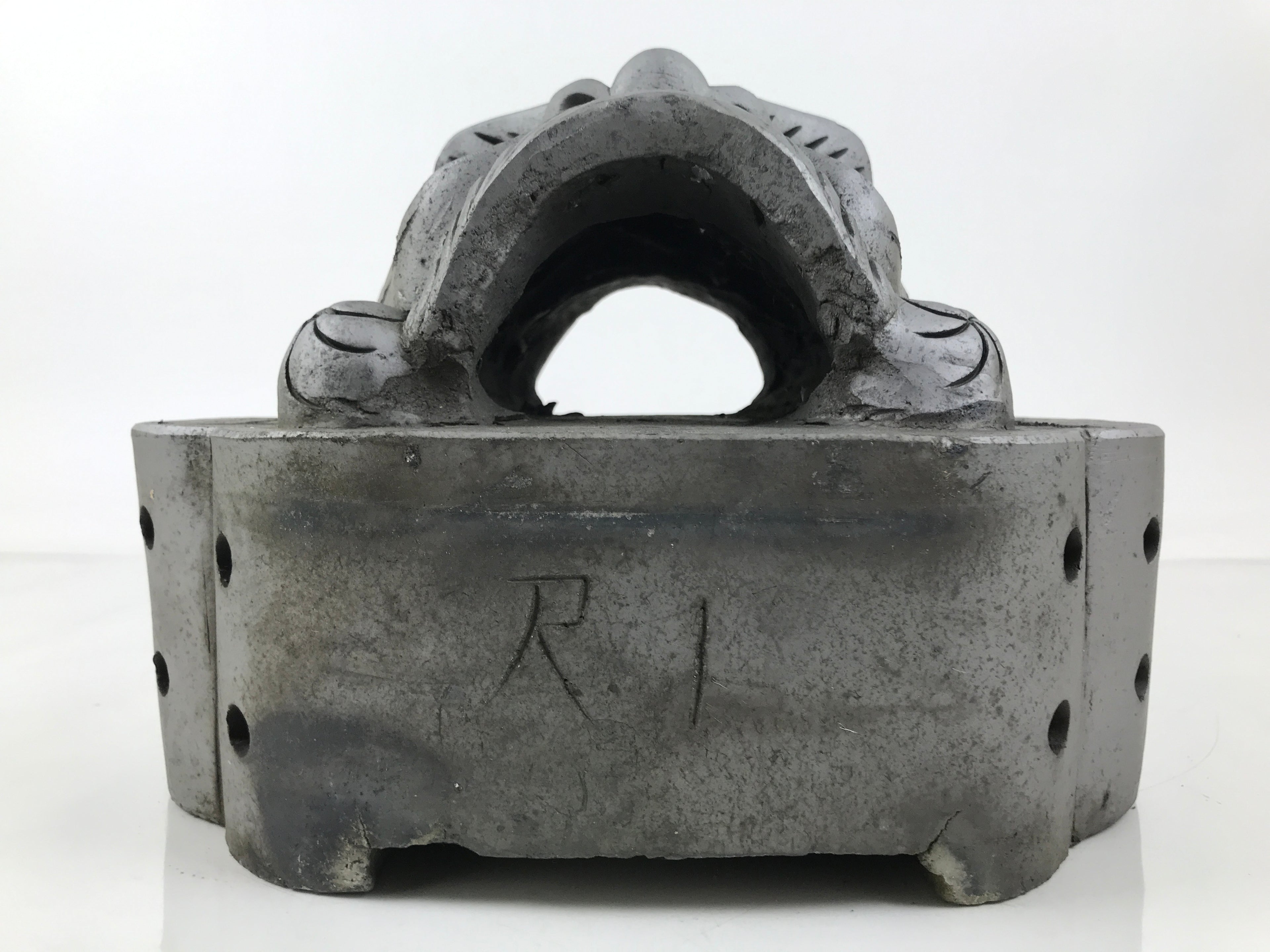 Japanese Clay Oni Demon Kawara Roof Tile Statue Ridge-End Onigawara Ogre ST56