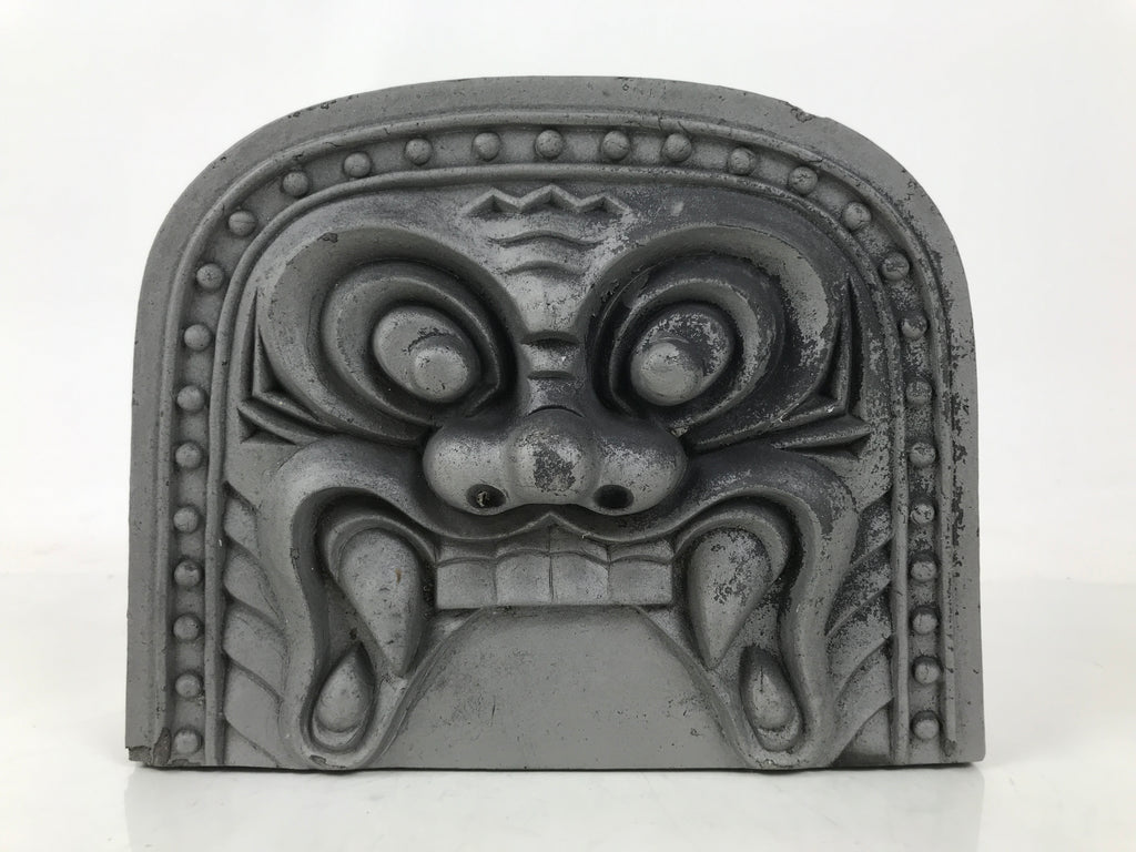 Japanese Clay Oni Demon Kawara Roof Tile Statue Ridge-End Onigawara Ogre ST58