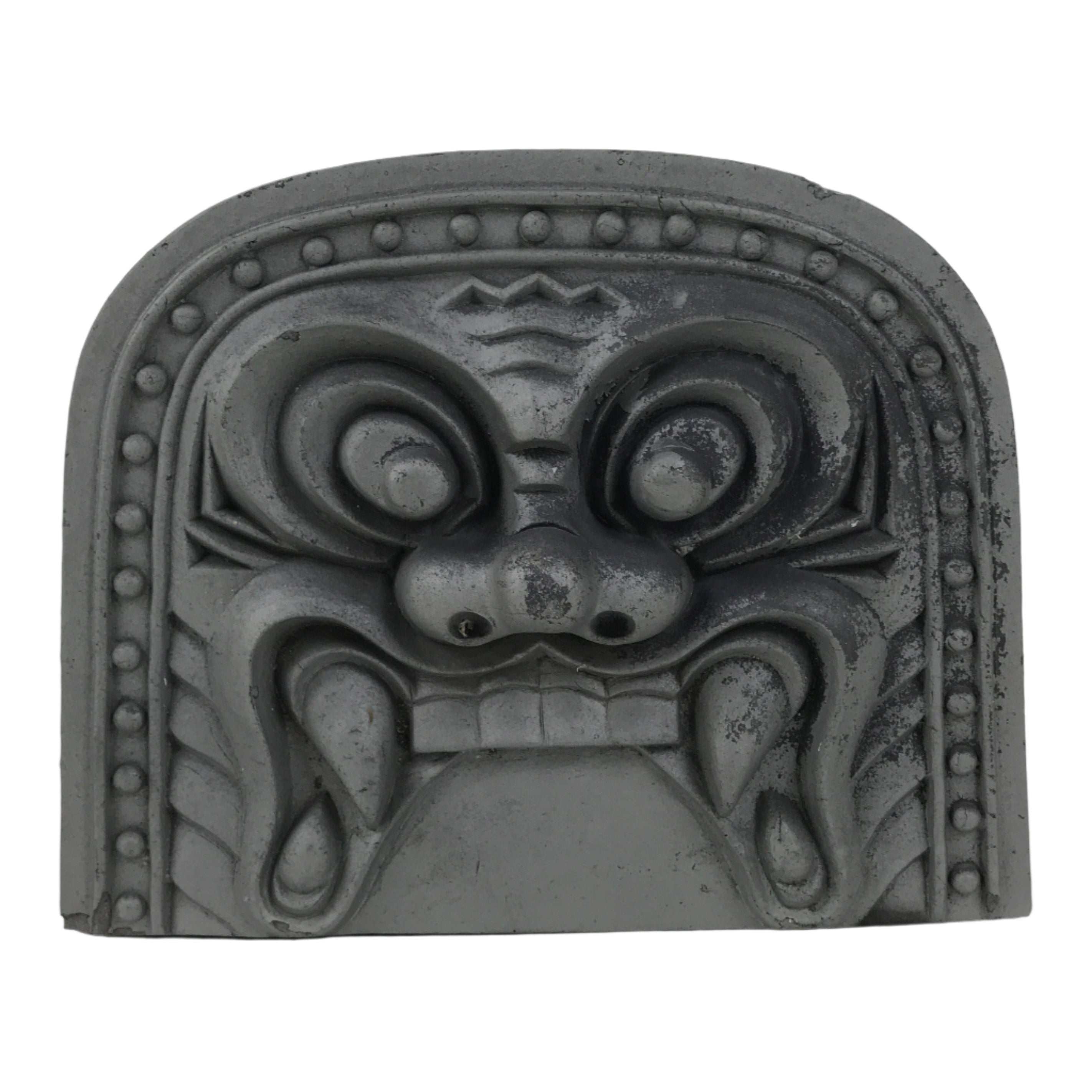 Japanese Clay Oni Demon Kawara Roof Tile Statue Ridge-End Onigawara Ogre ST58