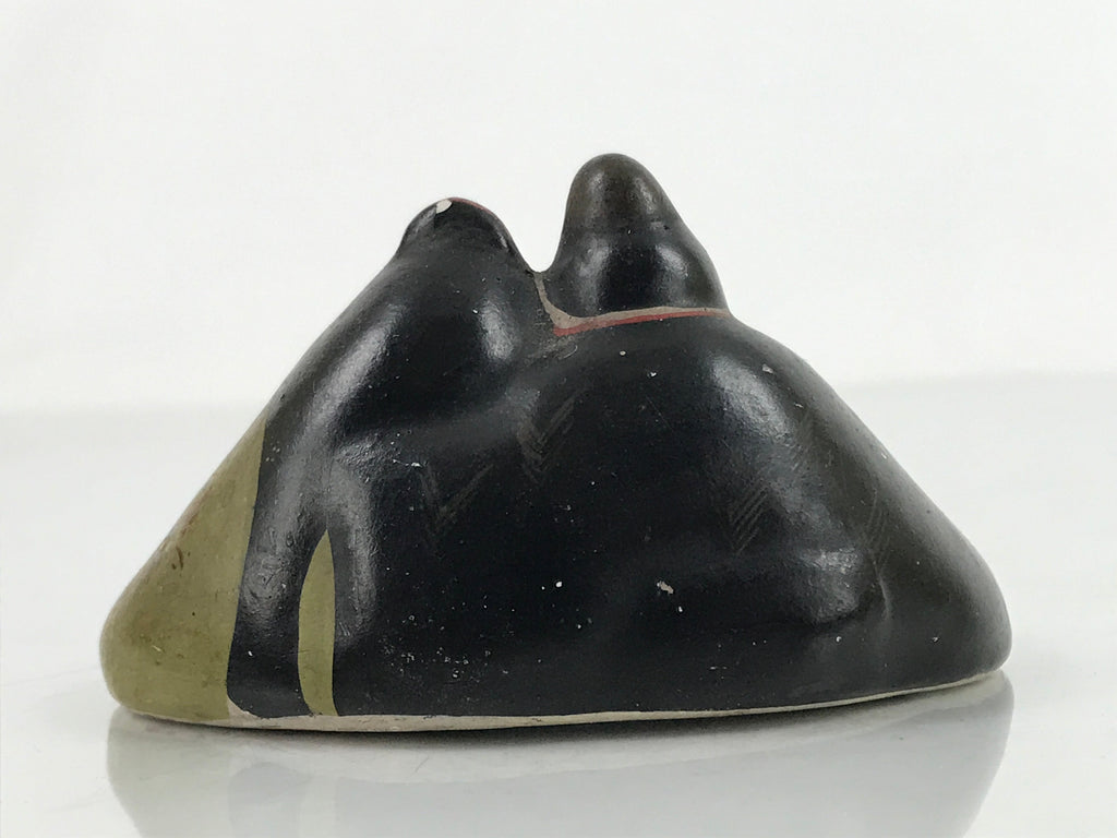 Japanese Clay Princess Prince Hina Doll Figurine Vtg Girls Day Black Green ID581
