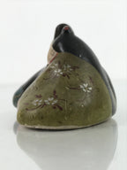 Japanese Clay Princess Prince Hina Doll Figurine Vtg Girls Day Black Green ID581
