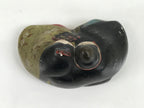 Japanese Clay Princess Prince Hina Doll Figurine Vtg Girls Day Black Green ID581