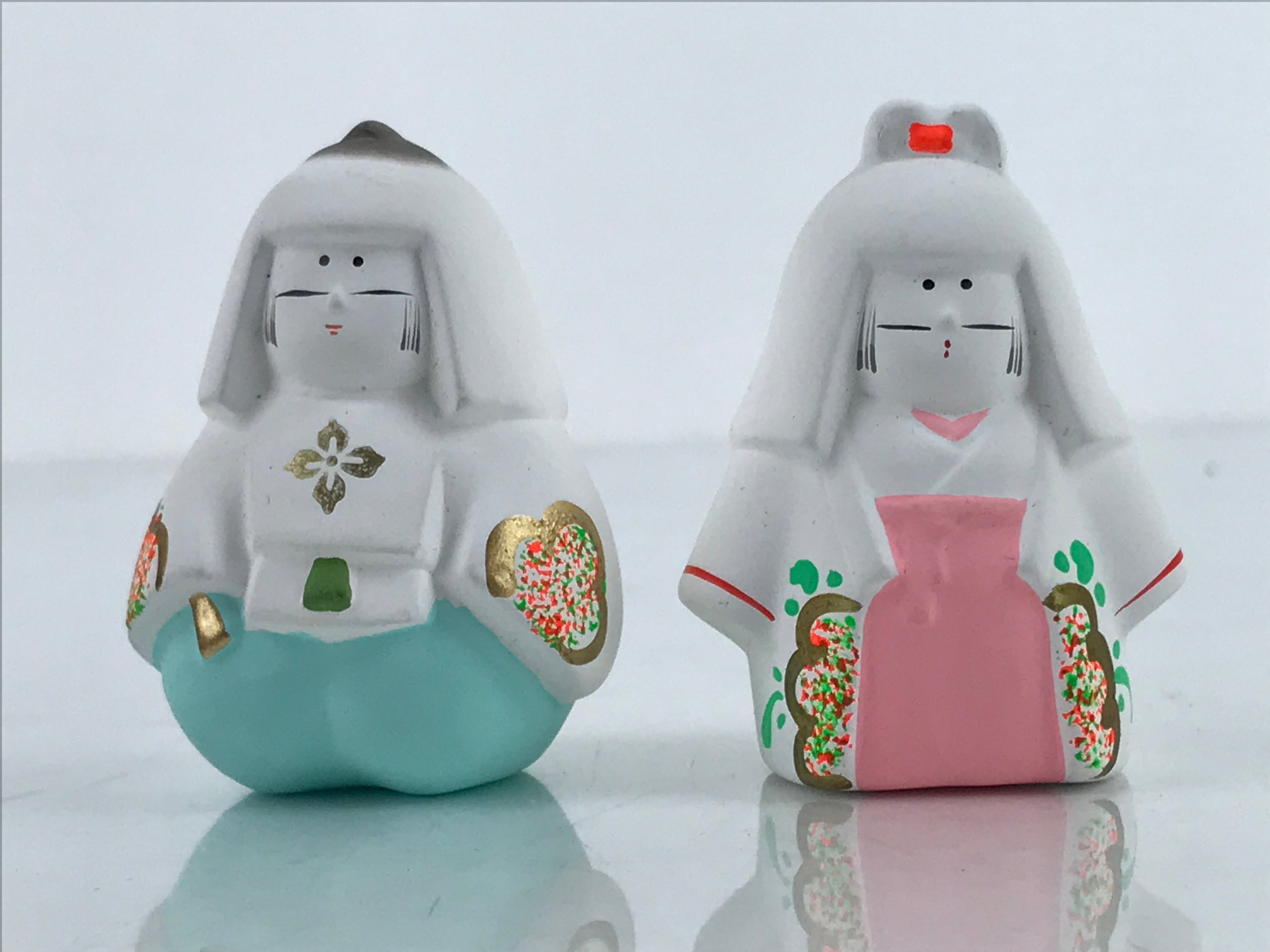 Japanese Clay Princess Prince Hina Doll Figurines Vtg Shirato Girl's Day ID580