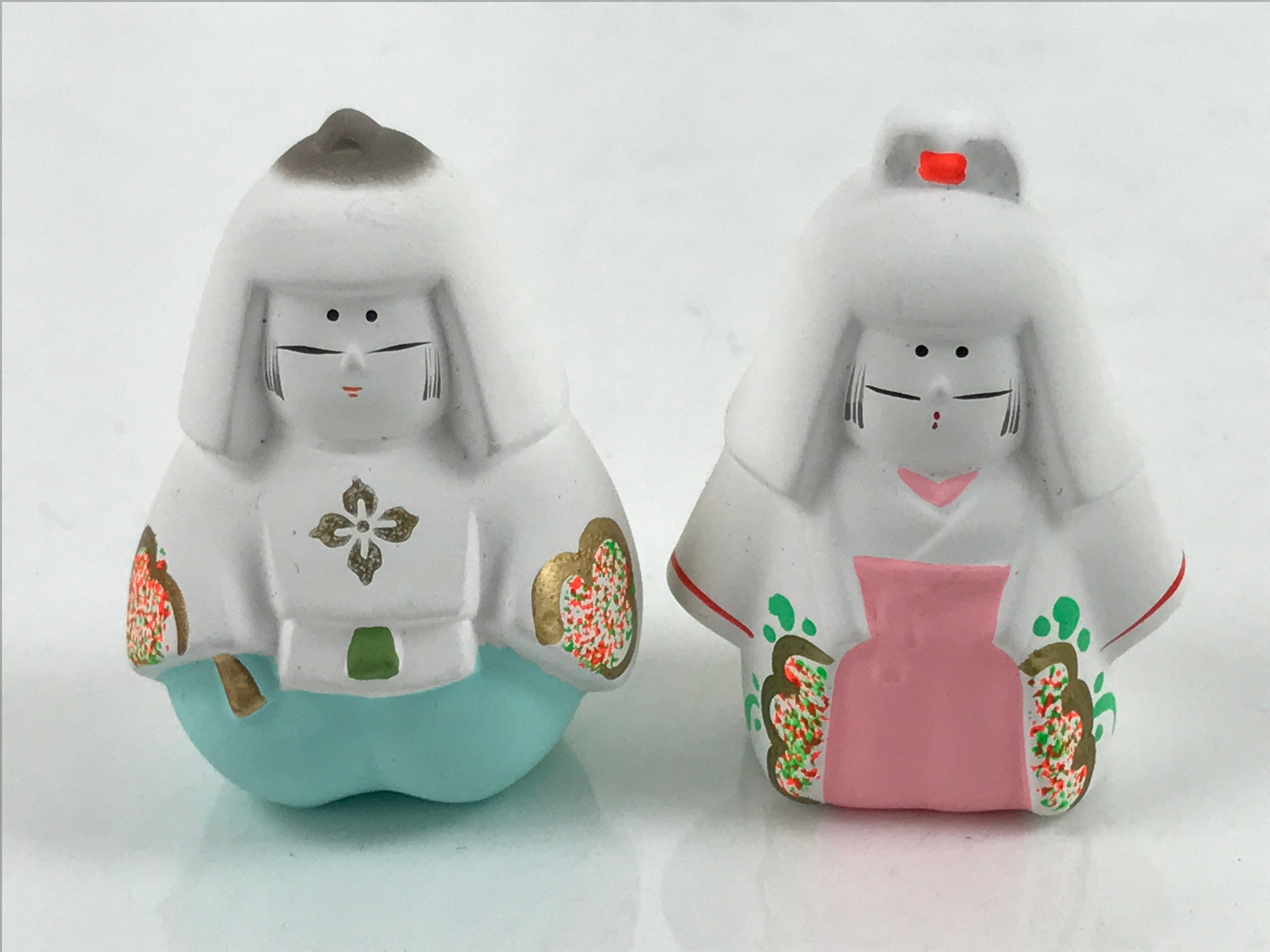 Japanese Clay Princess Prince Hina Doll Figurines Vtg Shirato Girl's Day ID580
