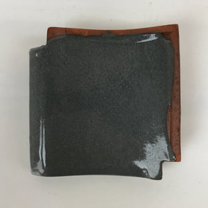 Japanese Clay Roof Tile Small Plate Mamezara Vtg Glazed Kinki Brand Gray PY846