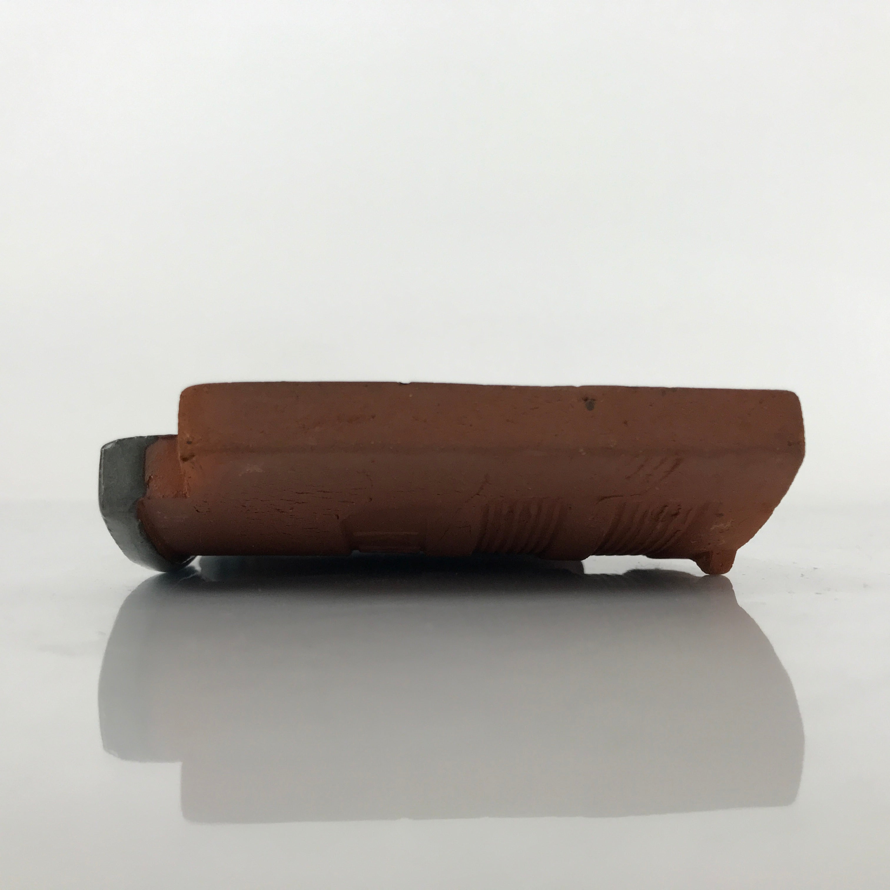 Japanese Clay Roof Tile Small Plate Mamezara Vtg Glazed Kinki Brand Gray PY849