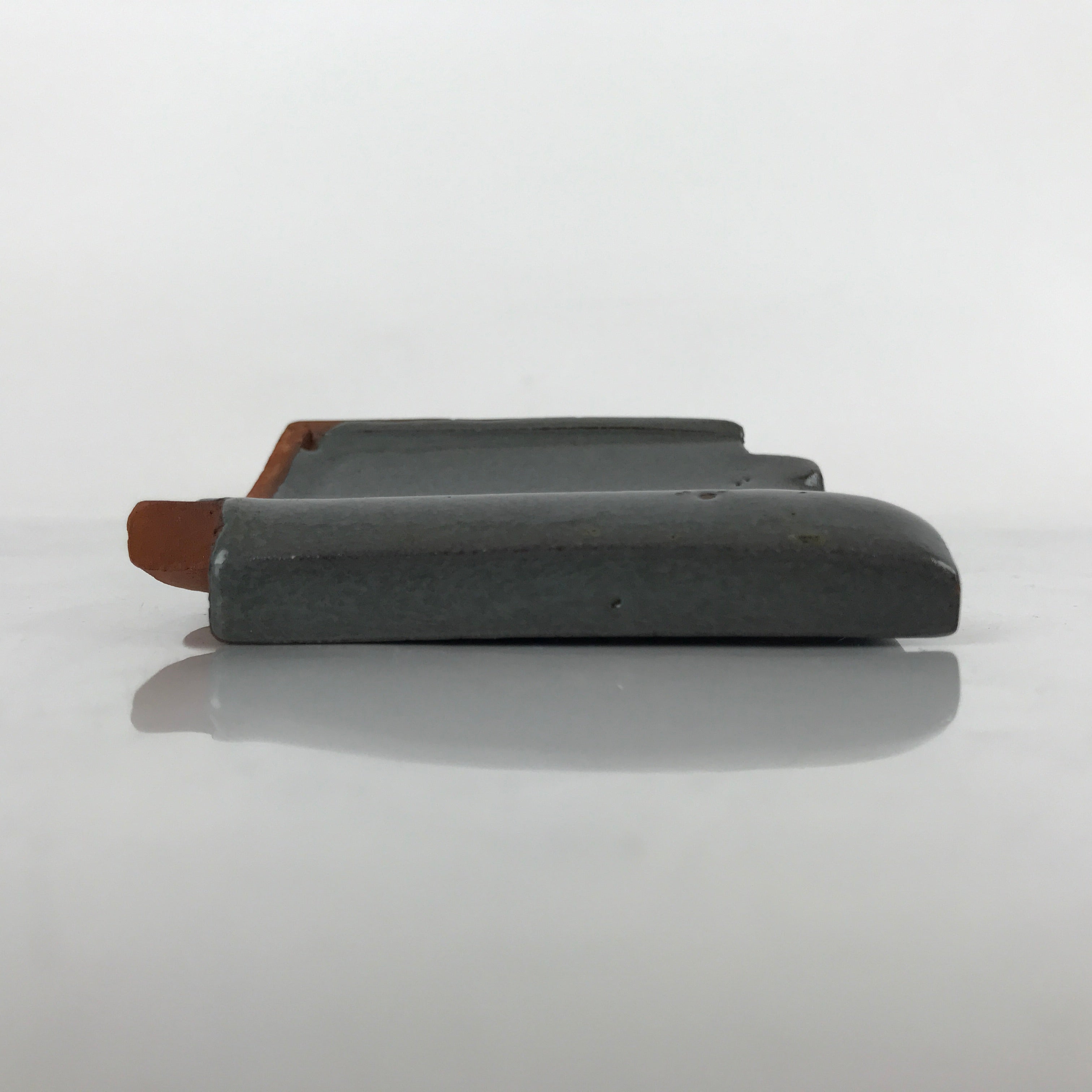 Japanese Clay Roof Tile Small Plate Mamezara Vtg Glazed Kinki Brand Gray PY849