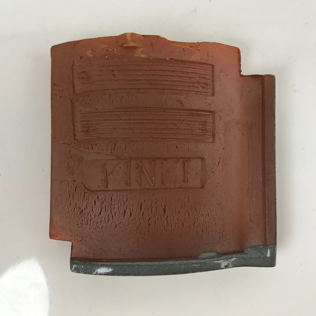 Japanese Clay Roof Tile Small Plate Mamezara Vtg Glazed Kinki Brand Gray PY849