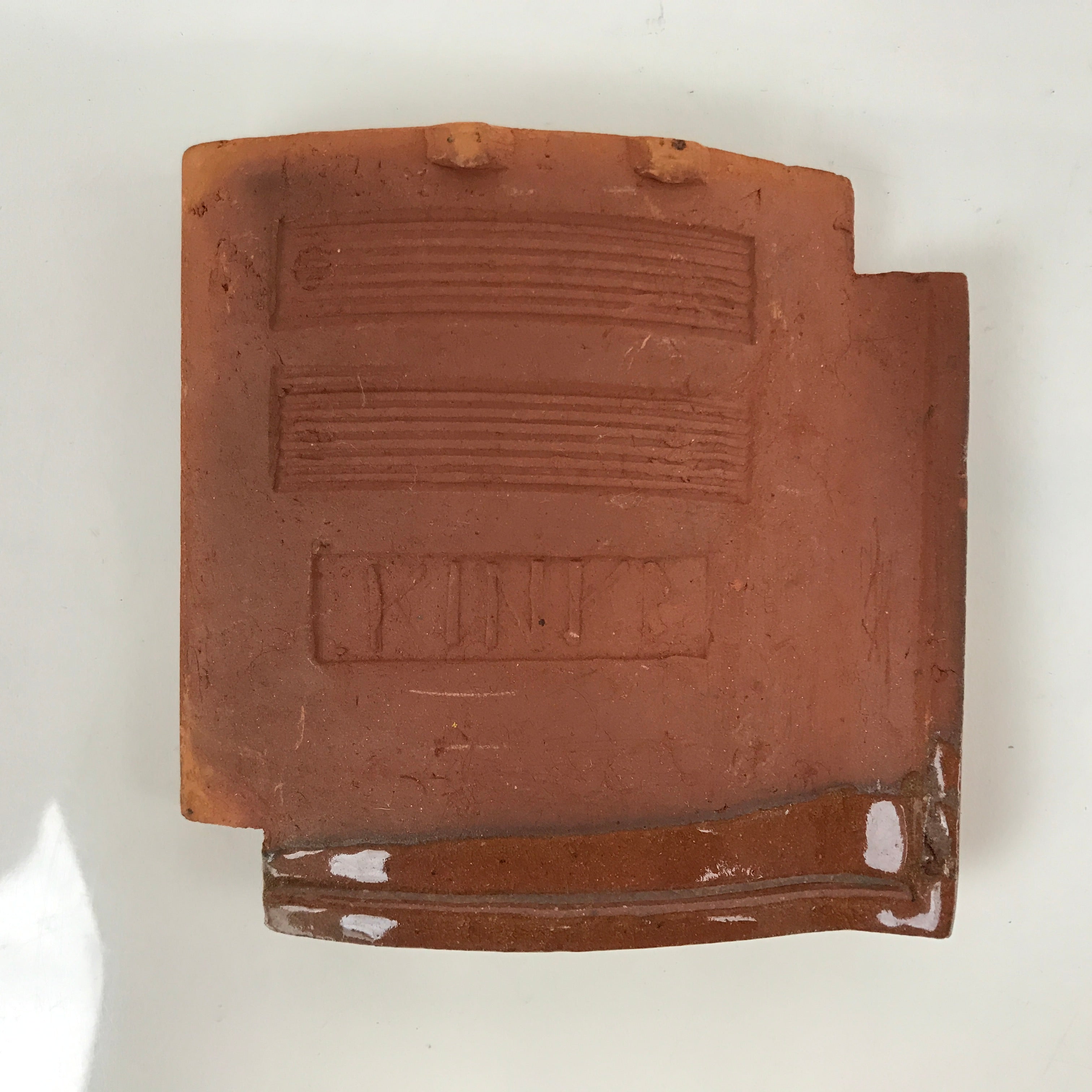 Japanese Clay Roof Tile Small Plate Mamezara Vtg Glazed Kinki Terracotta PY839