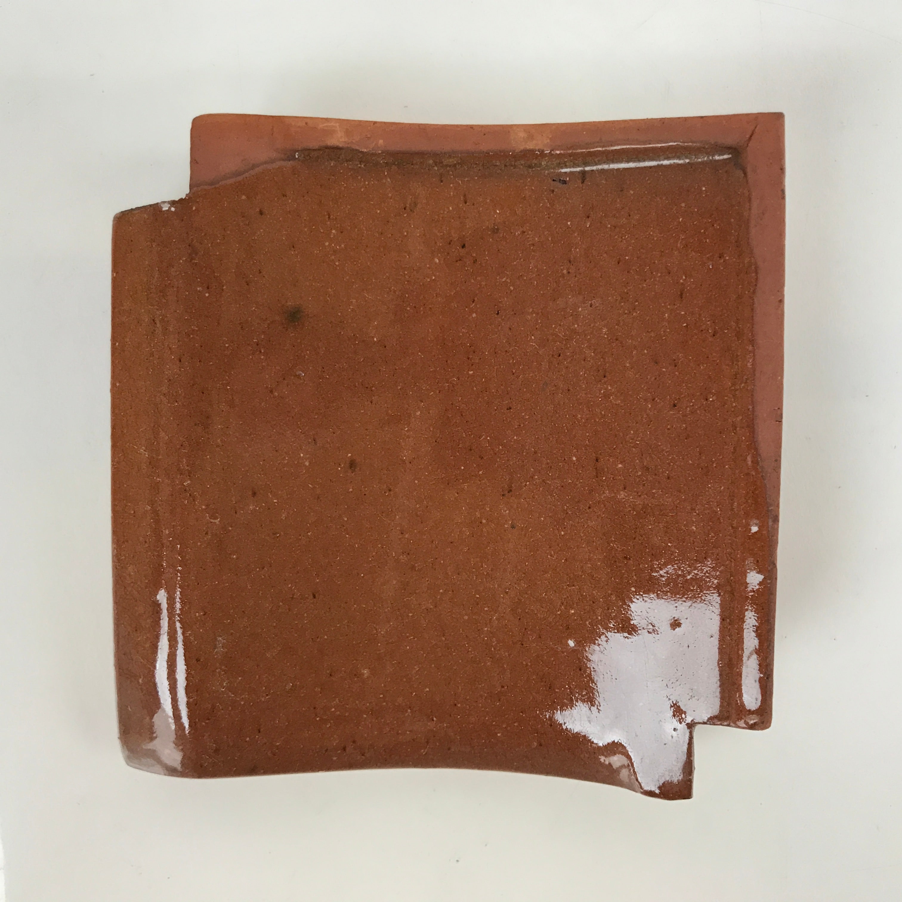 Japanese Clay Roof Tile Small Plate Mamezara Vtg Glazed Kinki Terracotta PY841