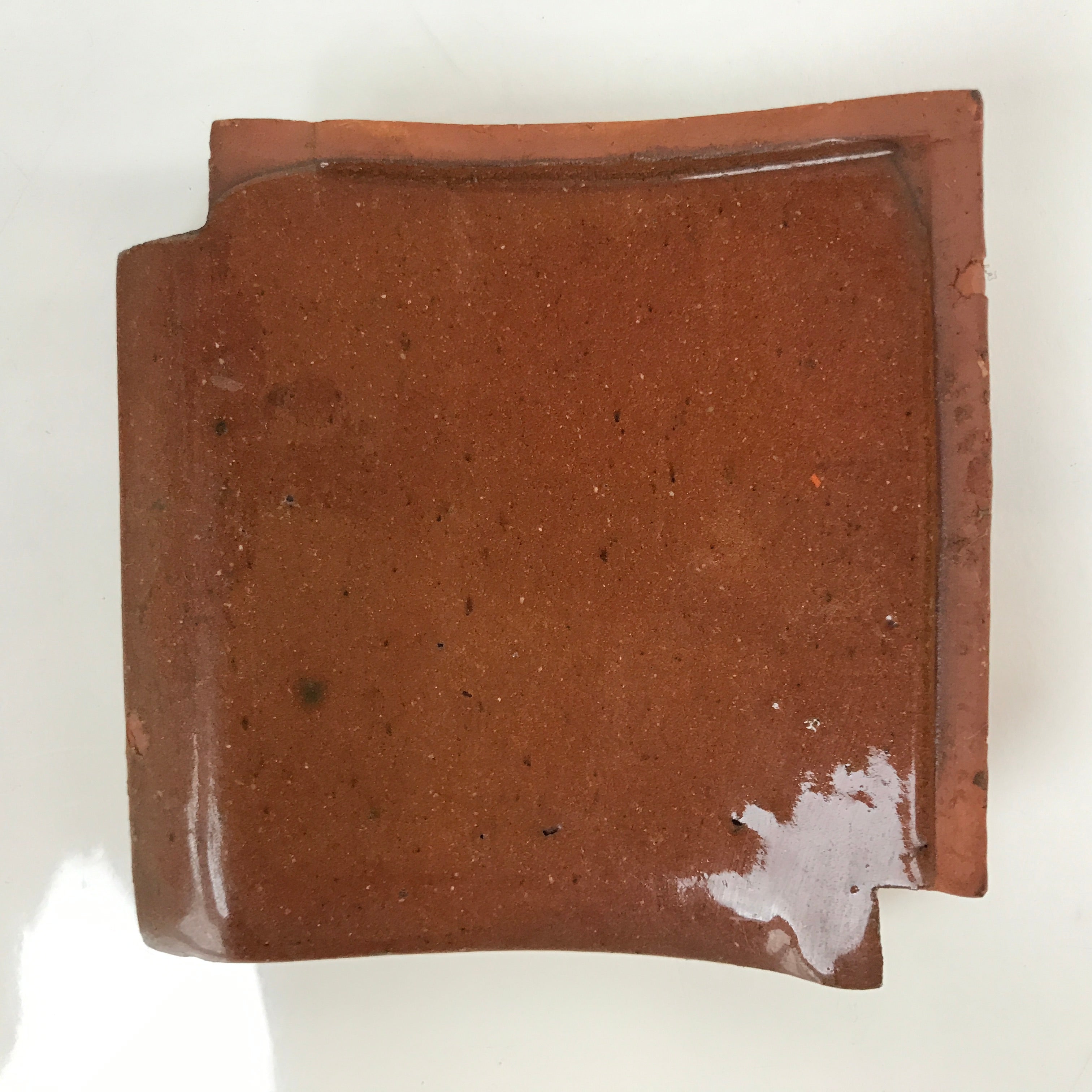 Japanese Clay Roof Tile Small Plate Mamezara Vtg Glazed Kinki Terracotta PY844