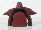 Japanese Clay Shishi Dancing Lion Dog Mask Small Container Vtg Komainu Red OM92