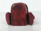 Japanese Clay Shishi Dancing Lion Dog Mask Small Container Vtg Komainu Red OM92