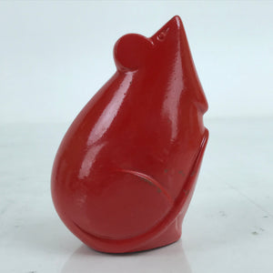 Japanese Clay Zodiac Rat Figurine Vtg Small Nezumi Mouse Decoration Red BD994