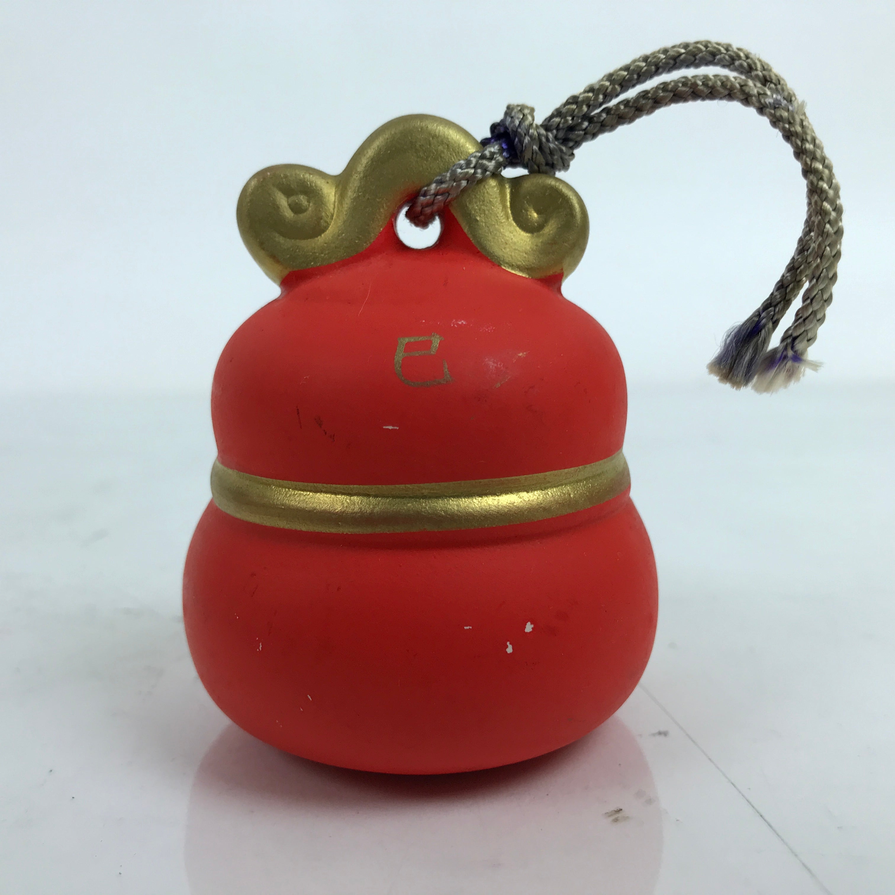 Japanese Clay Zodiac Snake Figurine Doll Good Fortune Decoration Red Gold BD996