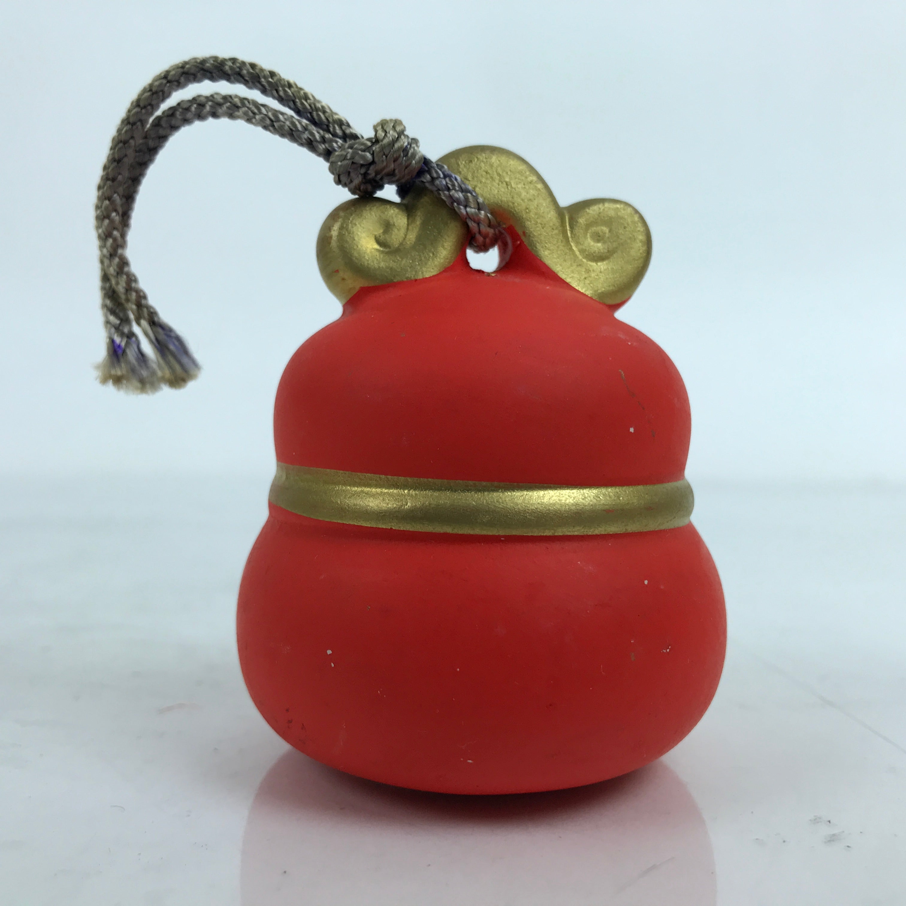 Japanese Clay Zodiac Snake Figurine Doll Good Fortune Decoration Red Gold BD996