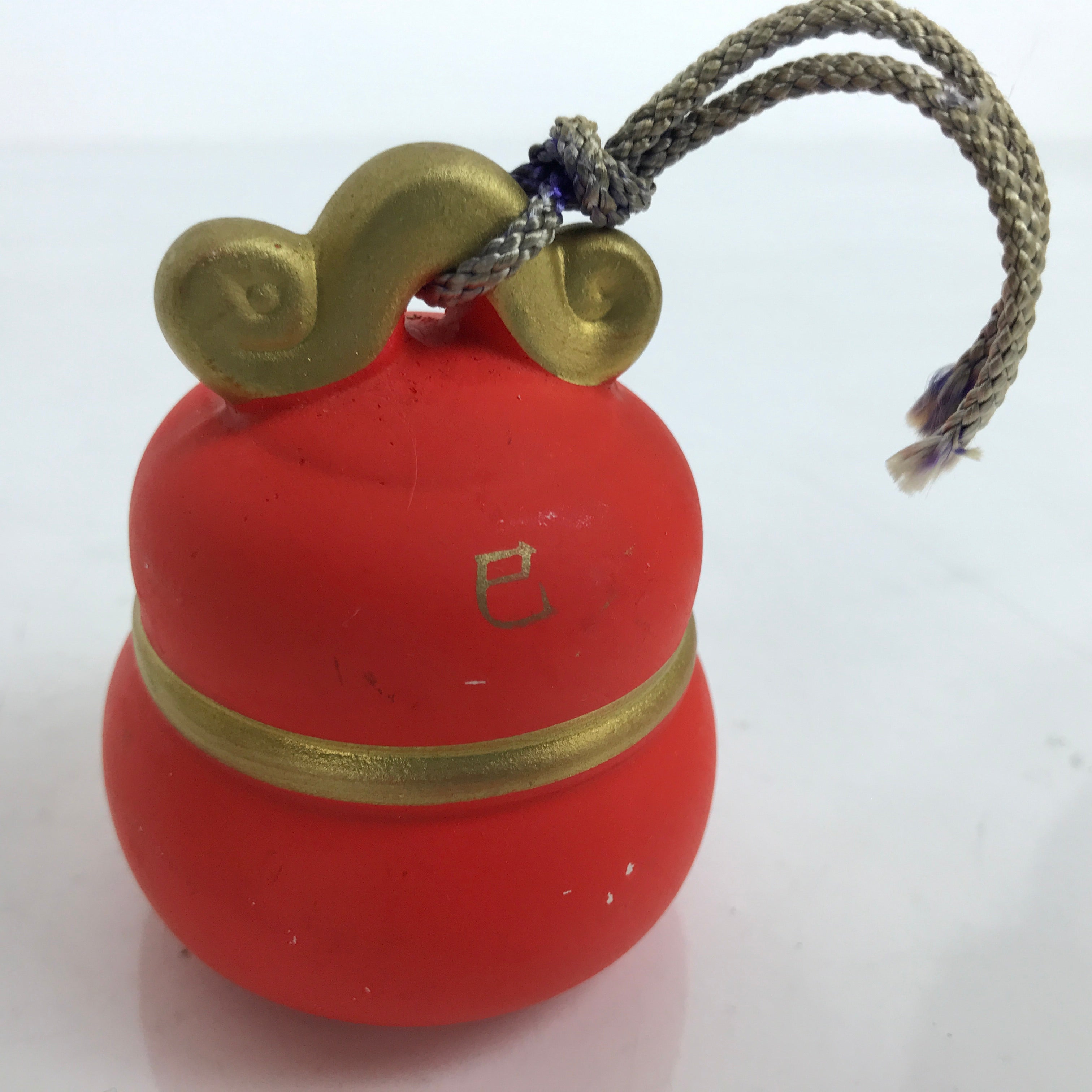 Japanese Clay Zodiac Snake Figurine Doll Good Fortune Decoration Red Gold BD996