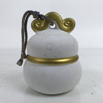 Japanese Clay Zodiac Snake Figurine Doll Good Luck Decoration Gold White BD997