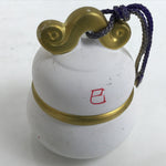 Japanese Clay Zodiac Snake Figurine Doll Good Luck Decoration Gold White BD997