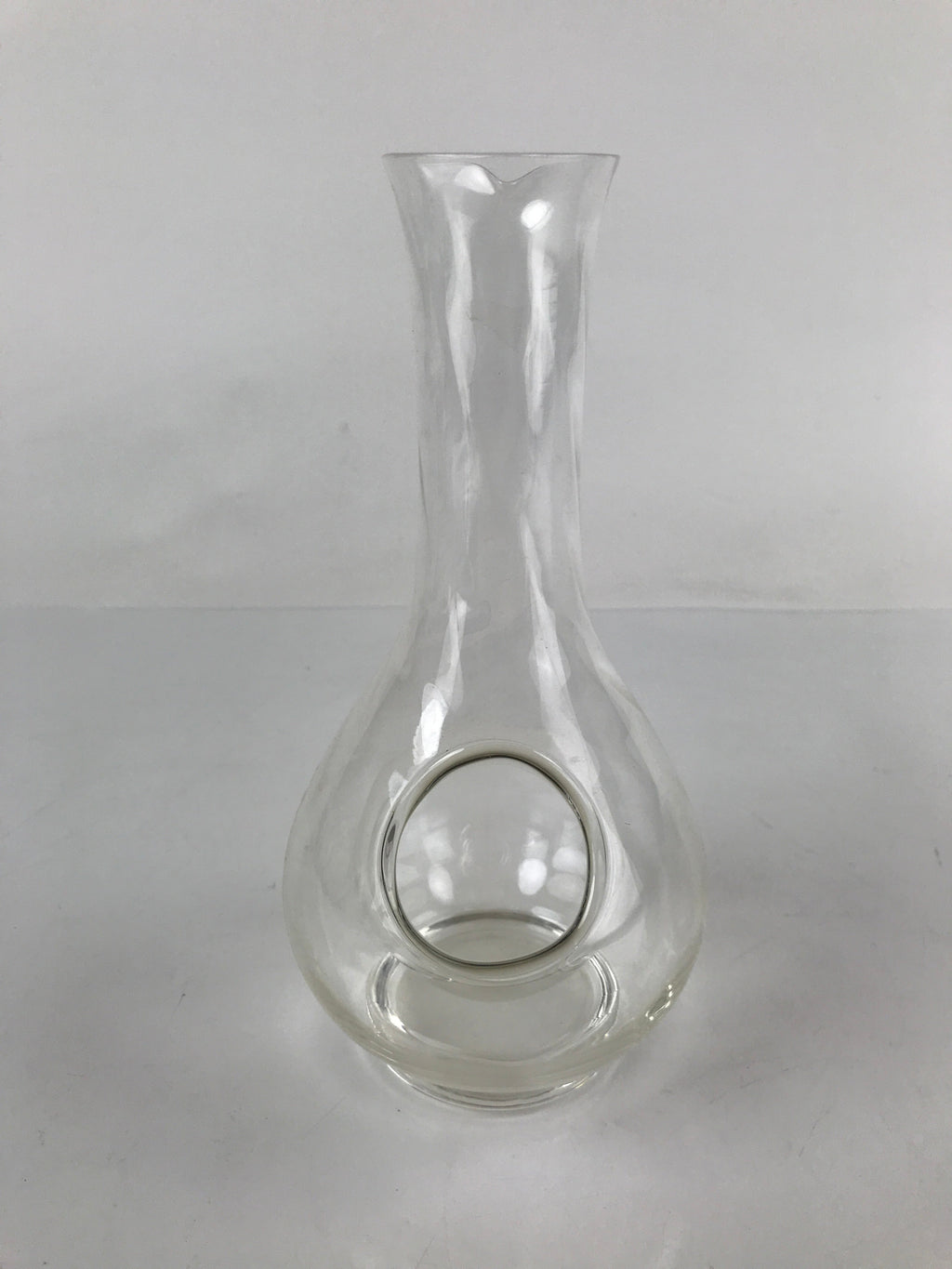 Japanese Clear Glass Vase Kabin Vtg Ikebana Flower Arrangement Unique Shape FK98