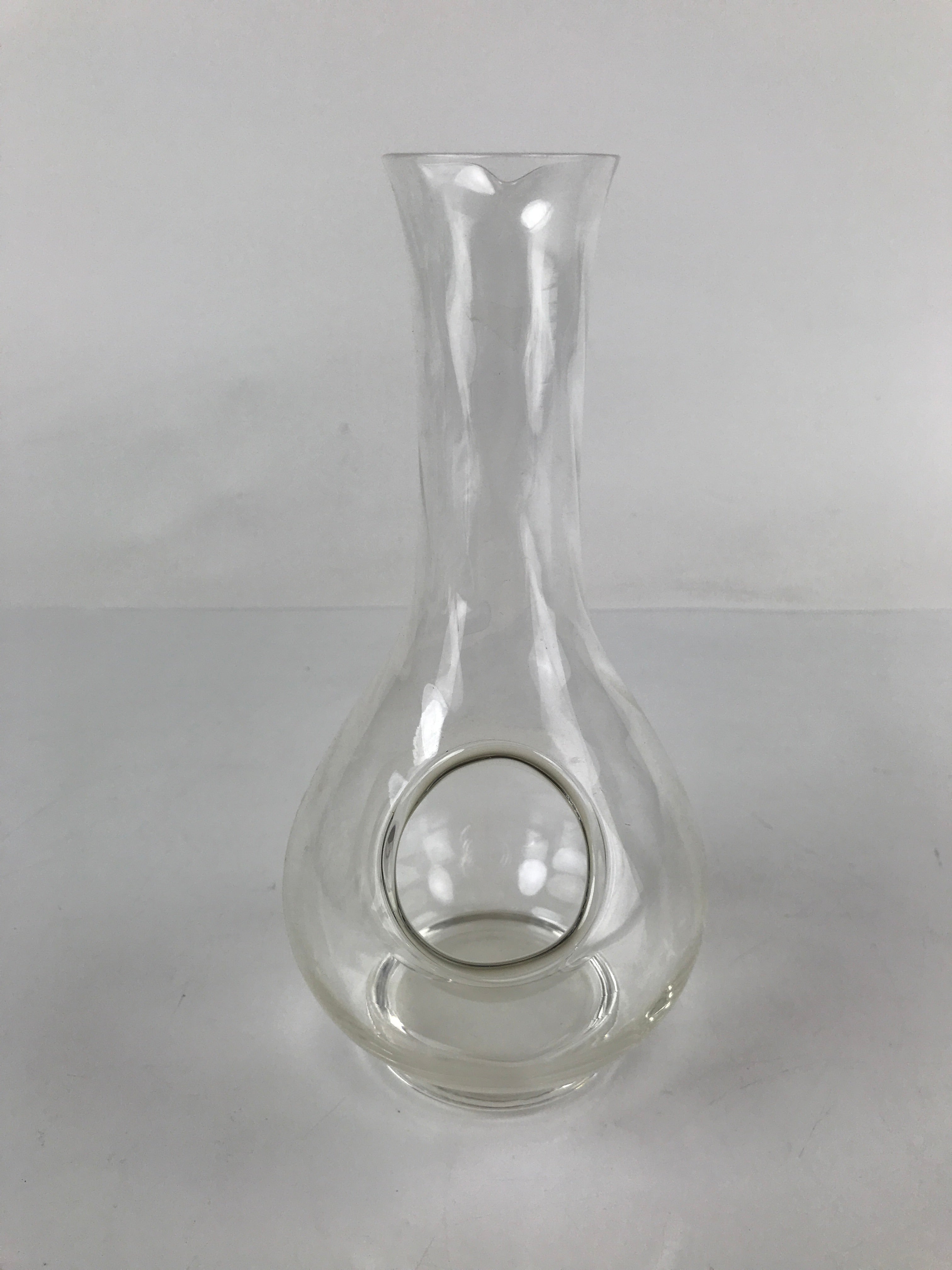 Japanese Clear Glass Vase Kabin Vtg Ikebana Flower Arrangement Unique Shape FK98