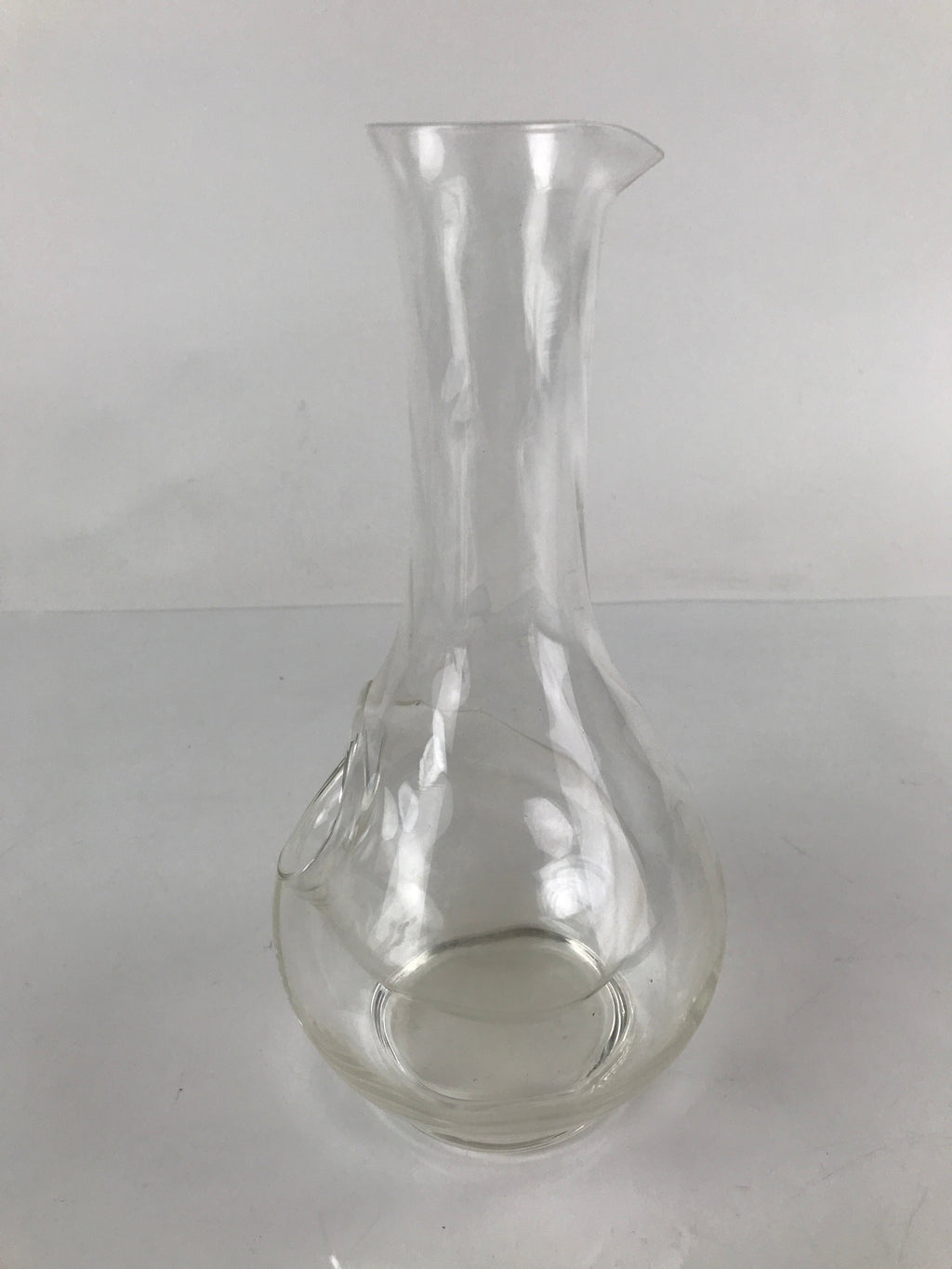 Japanese Clear Glass Vase Kabin Vtg Ikebana Flower Arrangement Unique Shape FK98