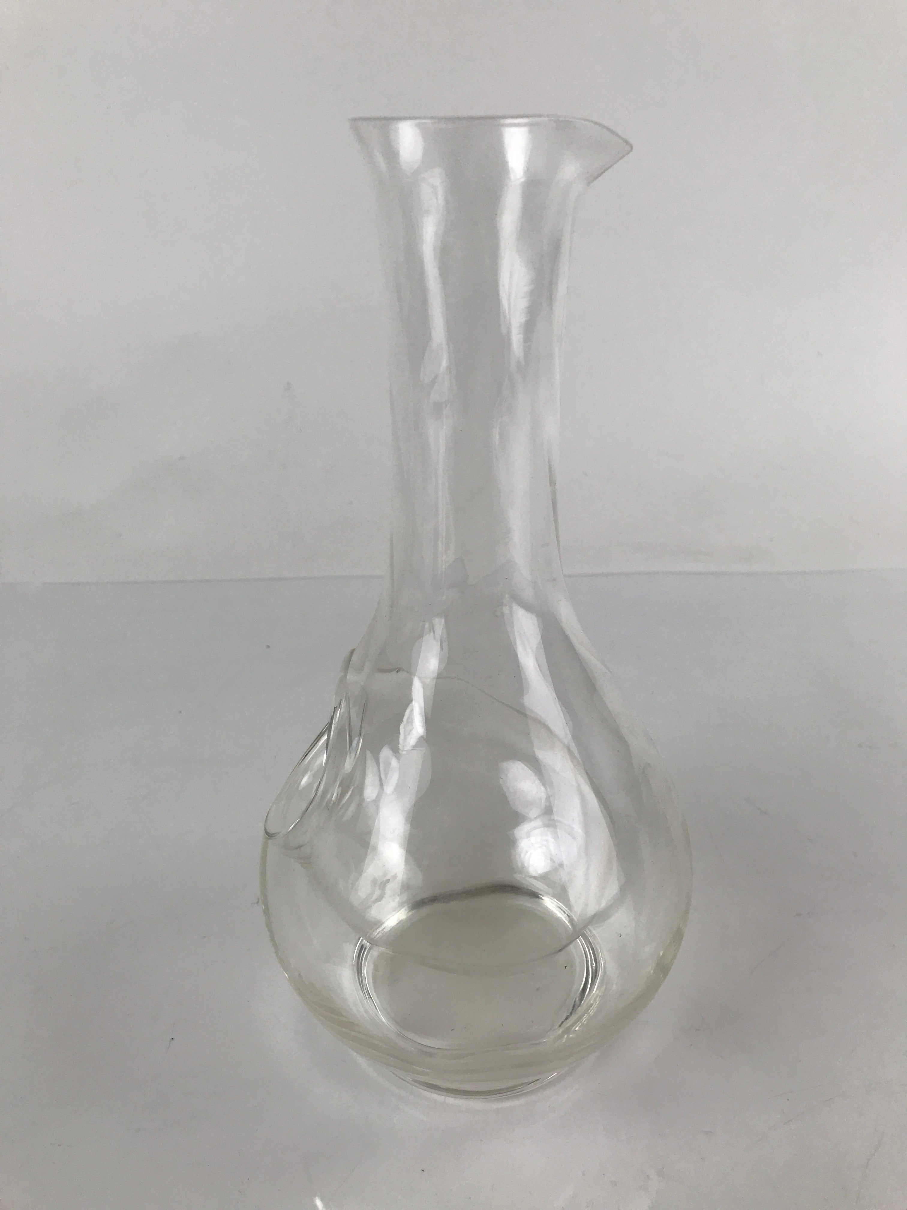 Japanese Clear Glass Vase Kabin Vtg Ikebana Flower Arrangement Unique Shape FK98