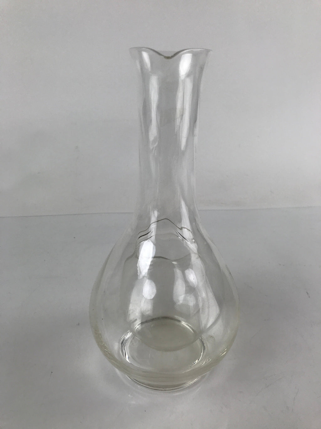 Japanese Clear Glass Vase Kabin Vtg Ikebana Flower Arrangement Unique Shape FK98