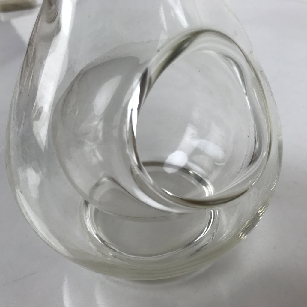 Japanese Clear Glass Vase Kabin Vtg Ikebana Flower Arrangement Unique Shape FK98