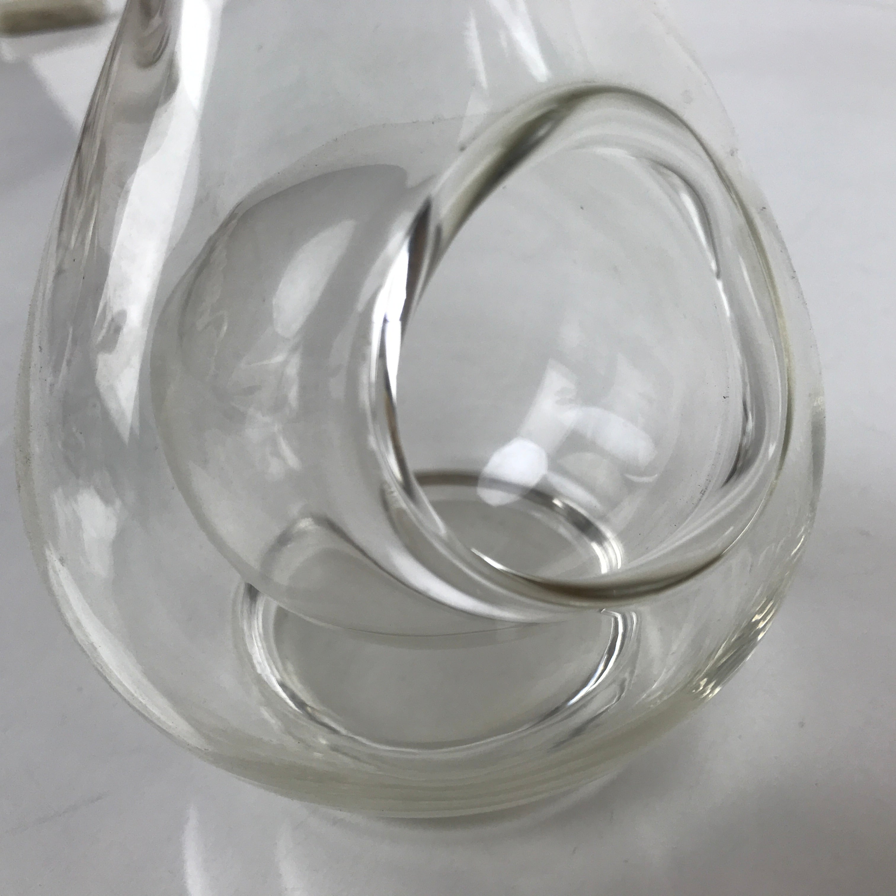Japanese Clear Glass Vase Kabin Vtg Ikebana Flower Arrangement Unique Shape FK98