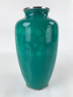 Japanese Cloisonné Enamel Flower Vase Vtg Kabin No Wire Shippo Green Floral FK96