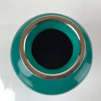 Japanese Cloisonné Enamel Flower Vase Vtg Kabin No Wire Shippo Green Floral FK96