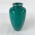 Japanese Cloisonné Enamel Flower Vase Vtg Kabin No Wire Shippo Green Floral FK96