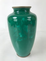 Japanese Cloisonne Ware Enamel Vase Vtg Green Shippoyaki Ikebana W/ Box PX771