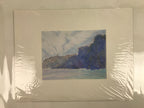 Japanese Coastal Ocean Lighthouse Pastel Drawing Original Art Unsigned FL323