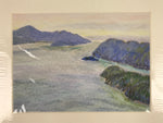 Japanese Coastline Inlet Landscape Pastel Drawing Original Art Unsigned FL307