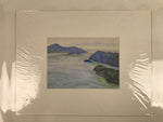 Japanese Coastline Inlet Landscape Pastel Drawing Original Art Unsigned FL307