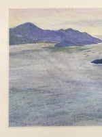 Japanese Coastline Inlet Landscape Pastel Drawing Original Art Unsigned FL307