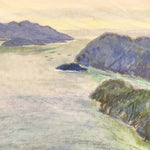 Japanese Coastline Inlet Landscape Pastel Drawing Original Art Unsigned FL307