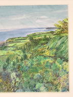 Japanese Coastline Ocean View Pastel Drawing Art Signed Yoshihiro Hagino FL322