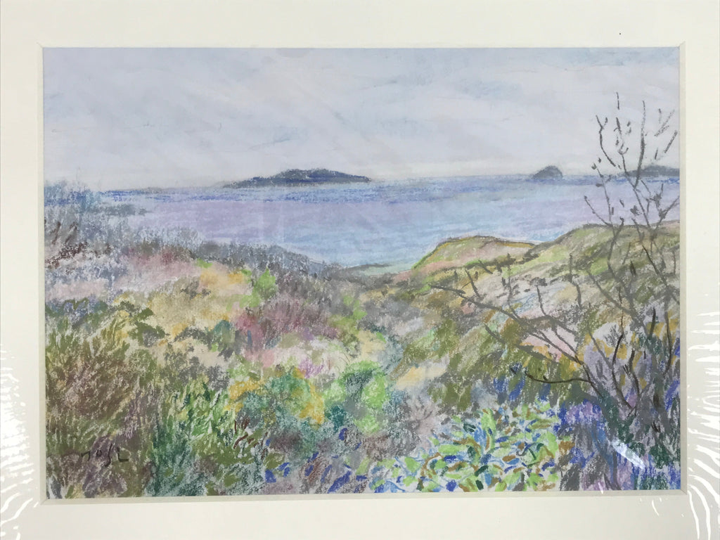 Japanese Colorful Ocean View Pastel Drawing Art Signed Yoshihiro Hagino FL345